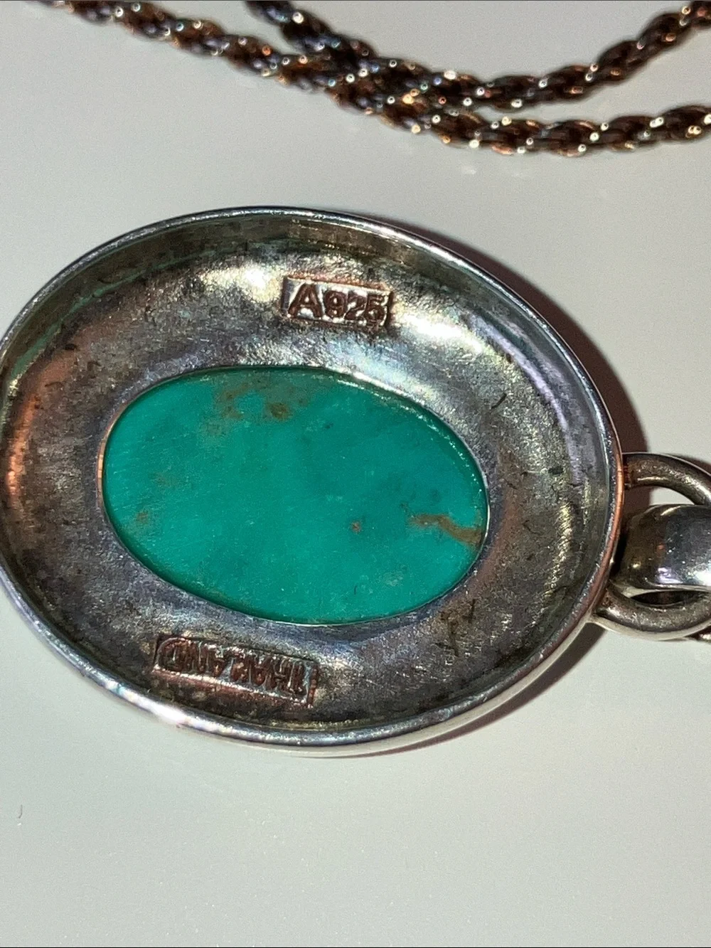 Sterling Silver Turquoise Oval Pendant Necklace